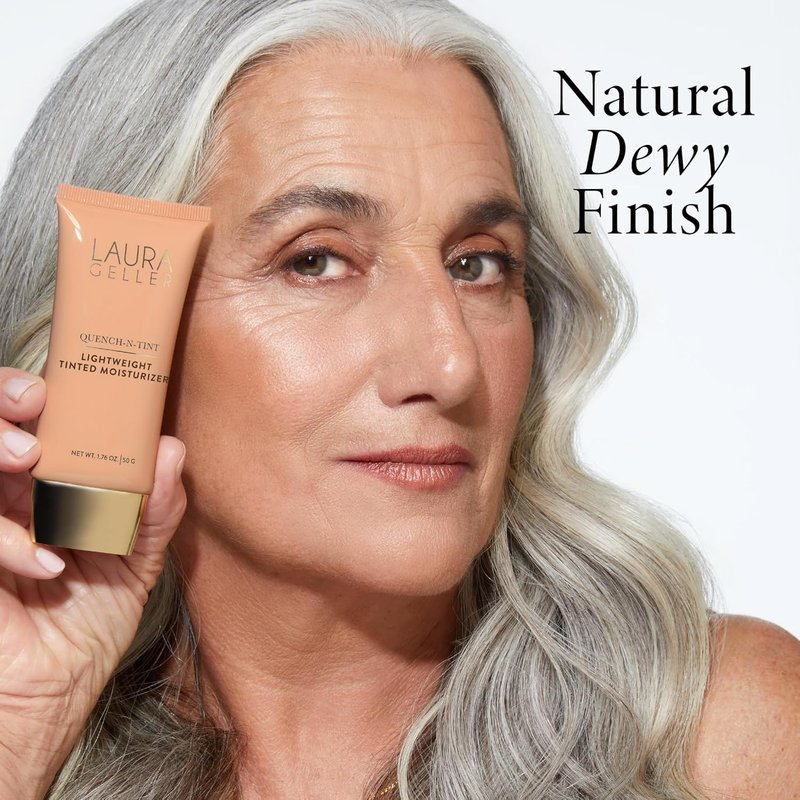 LAURA GELLER NEW YORK Quench-n-Tint Tinted Moisturizer - Sheer to Light Buildable Coverage - Natural Glow Finish - Lightweight Formula with Hyaluronic Acid, 01 Porcelain/Fair