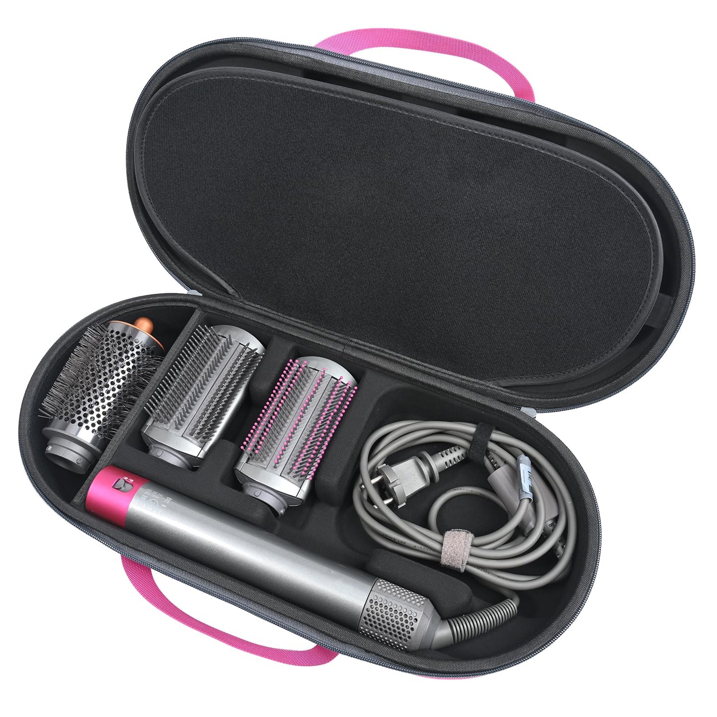 RLSOCO Carrying Case for Dyson Airwrap i.d./Airwrap Co-anda2x Multi-Styler and Dryer - Fits 4pcs Long Barrels or Short Barrels - Pink (Case Only,Hair Styler is not Included)