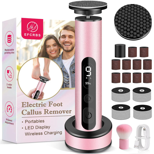 EFCRBS Electric Foot Callus Remover with LED Battery Level (Pink)