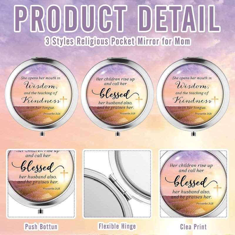 Christian Compact Makeup Mirror Set - 12 Round Pocket Mirrors with Bible Verses & Gift Bags | Perfect Mother's Day Church Gifts