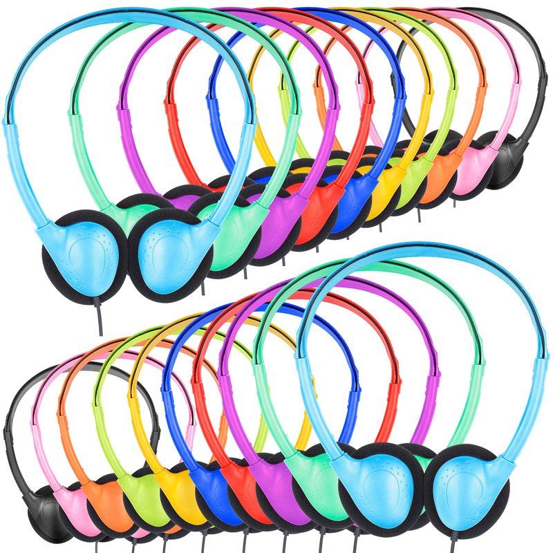 ZNXZXP 18 Pack Classroom Kids Headphones Bulk for School Students Children Teen Boys Girls, Wholesale Bulk Headphones for Classroom Earphones 3.5mm Jack Mix Colors (B)