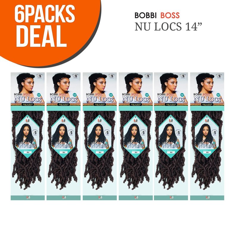 Bobbi Boss Synthetic Hair Crochet Braids African Roots Braid Collection Nu Locs 14" (6-PACK, 1B)