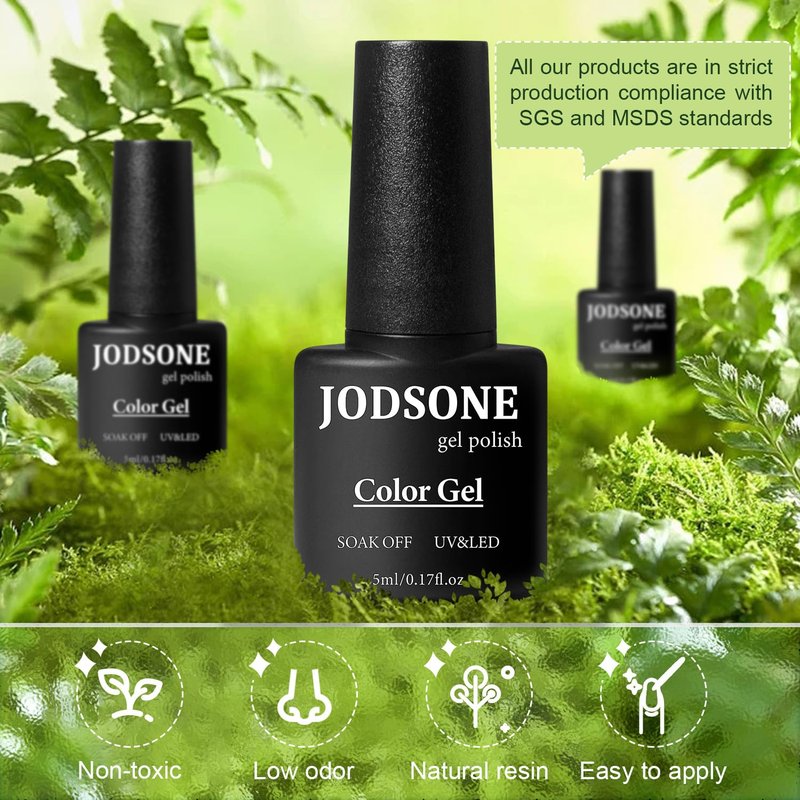 JODSONE Gel Nail Polish Kit - 60 PCS with UV Light | 55 Vibrant Colors, Base & Top Coat Included