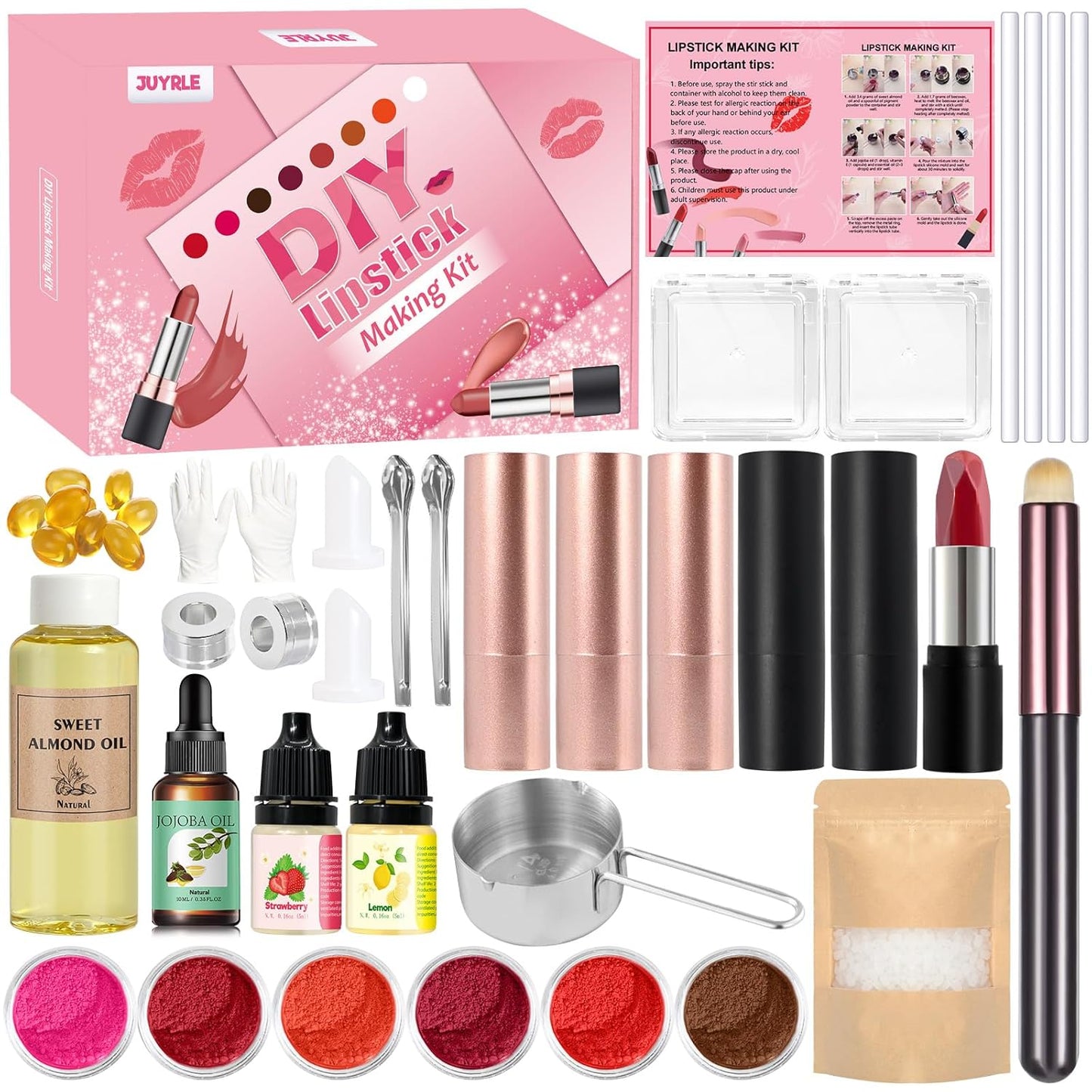 DIY Lipstick Making Kit - Natural Beeswax Lip Gloss & Matte Lipstick Craft | Perfect Christmas Gift for Women & Beginners