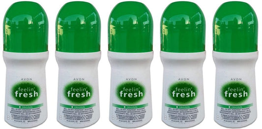 AVON Feelin Fresh Original Roll-On Antiperspirant Deodorant for Women & Men — Alcohol-Free, Paraben-Free Formula — Fresh Scent, Quick-Dry Underarm Odor Protection — 5 Pack