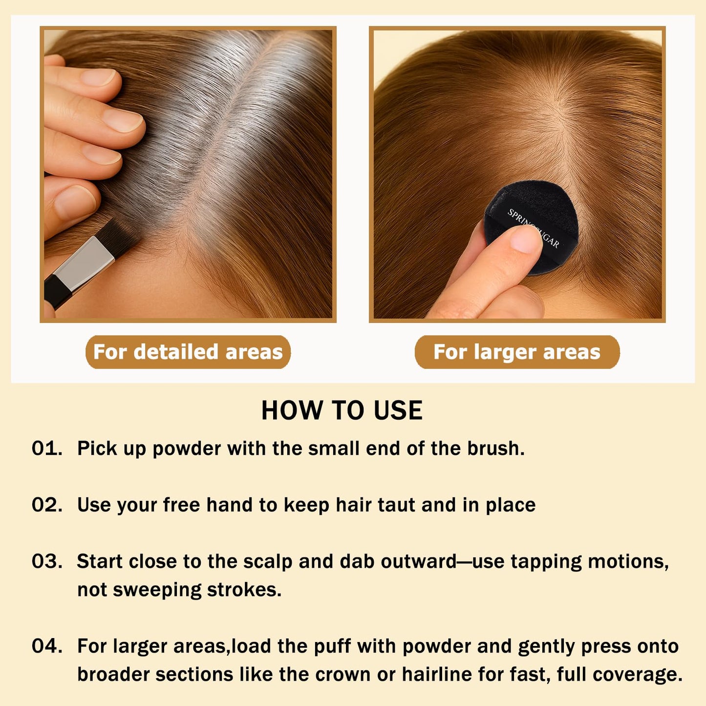 Root Touch Up Hairline Powder – 3 Blendable Shades for Hair Cover Up, Root Coverage & Hairline Filling – 48H Wear, Natural Look for Women & Men – Black