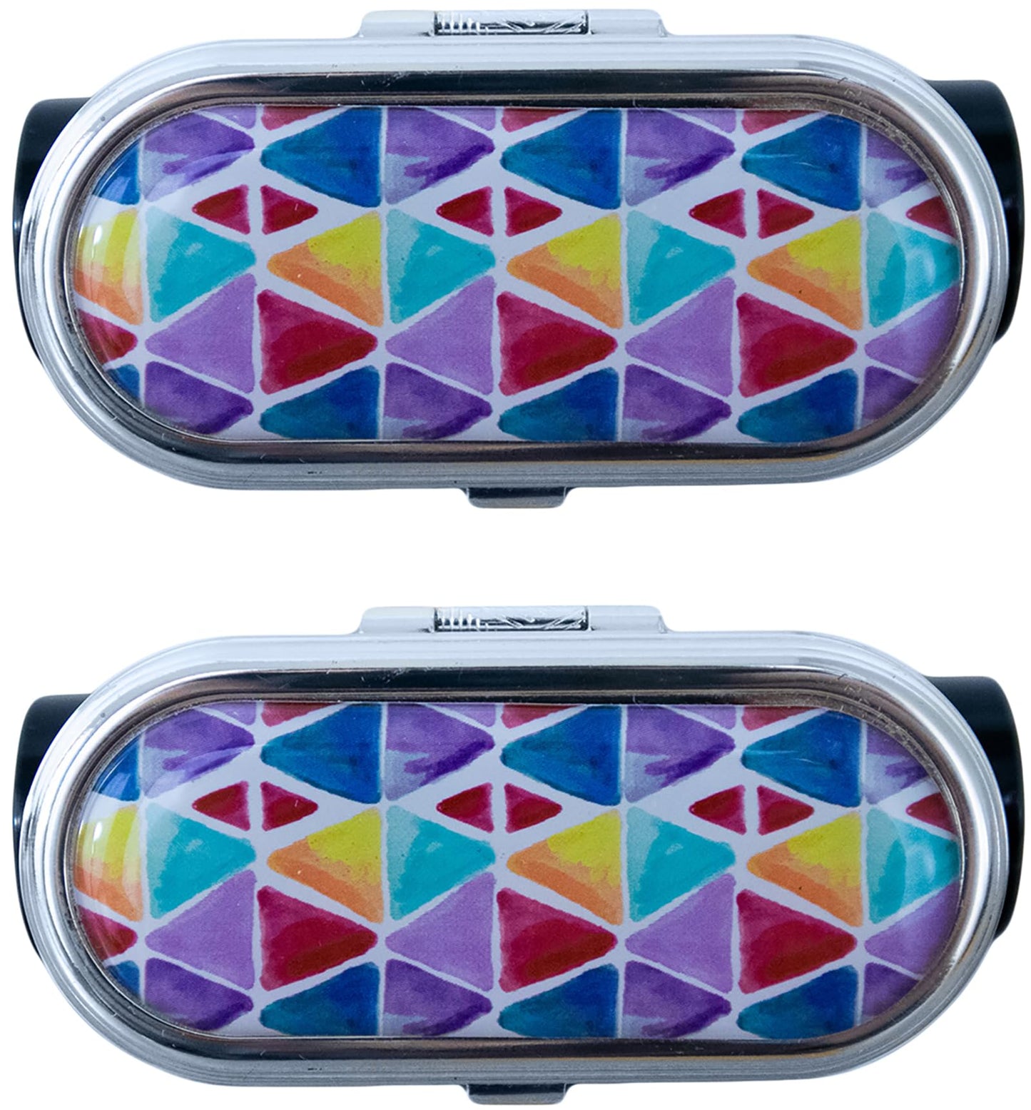 Stephanie Imports Set of 2 Clip-On Round Lipstick Mirrors (Watercolor Triangles)
