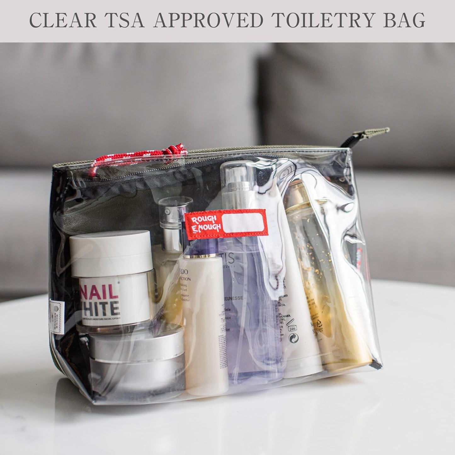 Clear TSA Approved Toiletry Bag - Durable Canvas Travel Dopp Kit for Men | Army Green