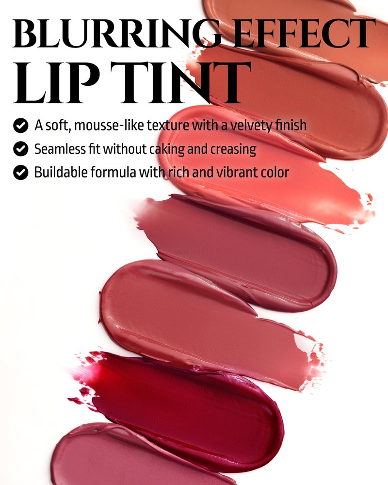 H HEVVY HEVVYMAKEUP Blurring Effect Lip Tint - Airy Velvet Matte Lips - Vegan, Longwear, Vibrant, Buildable Creamy Soft Texture - Korean Lip Makeup, Bloody Kiss, 0.13 fl.oz.