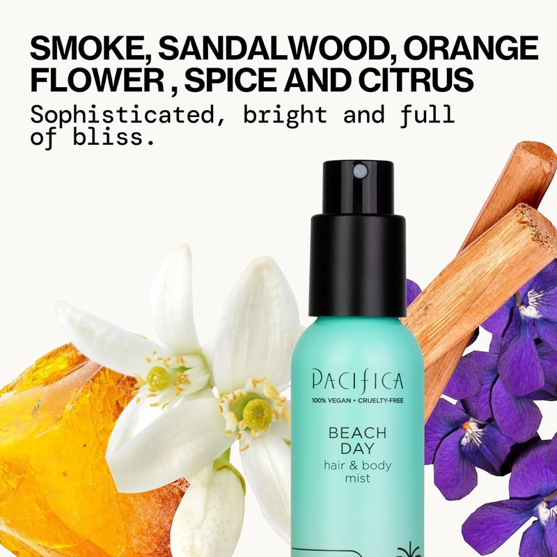 Pacifica Beach Day Hair Mist & Body Spray for Women - Bergamot, Orange Flower, Sandalwood, Amber, Musk | Alcohol-Free, Vegan, 5 oz