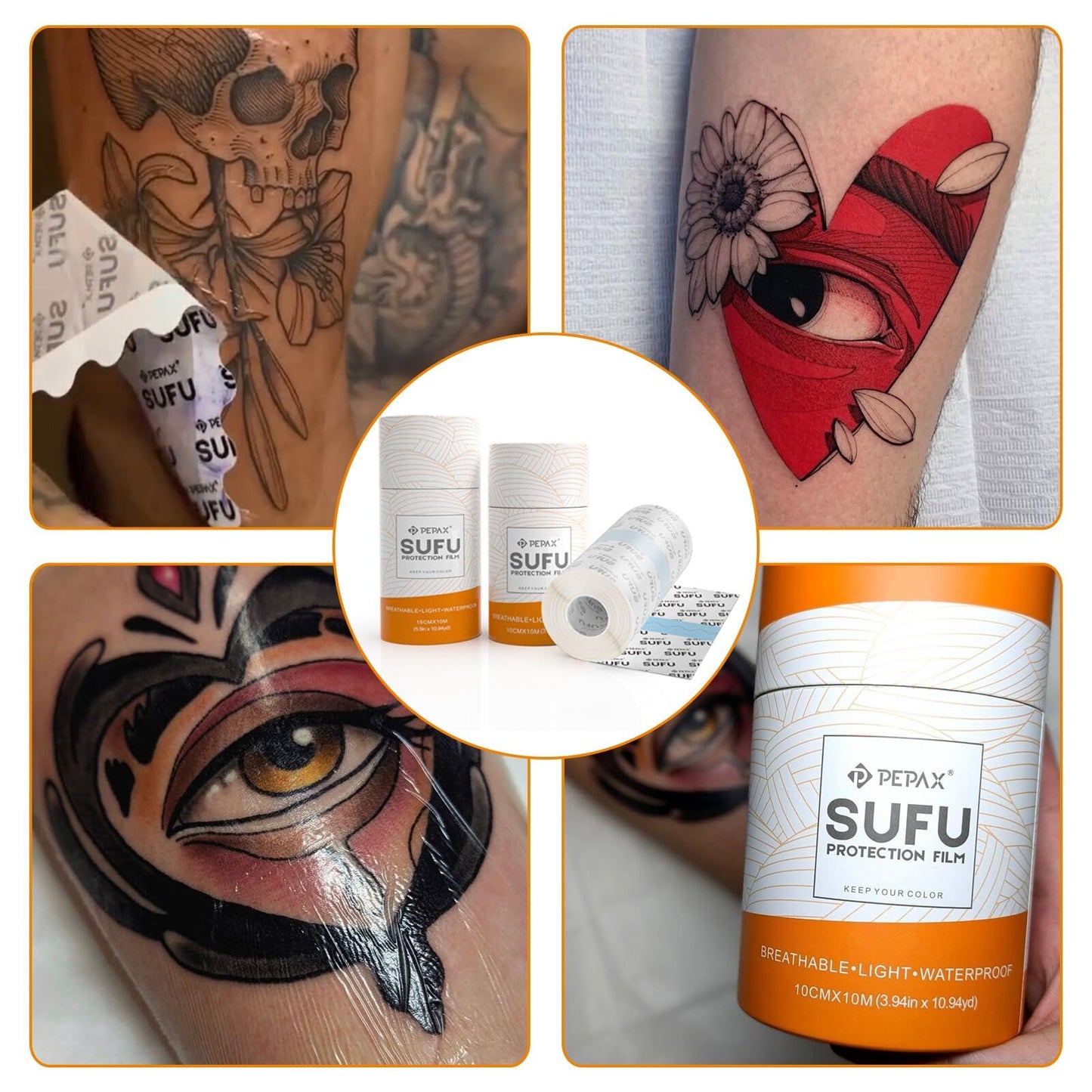 PEPAX SUFU Tattoo Aftercare Bandage - 6"x 10 Yard Second Skin Tattoo Cover Up Patch Waterproof Tattoo Bandage Breathable Tattoo Cover Up Tape Transparent Tattoo Wrap for Healing Tattoo Protection Film