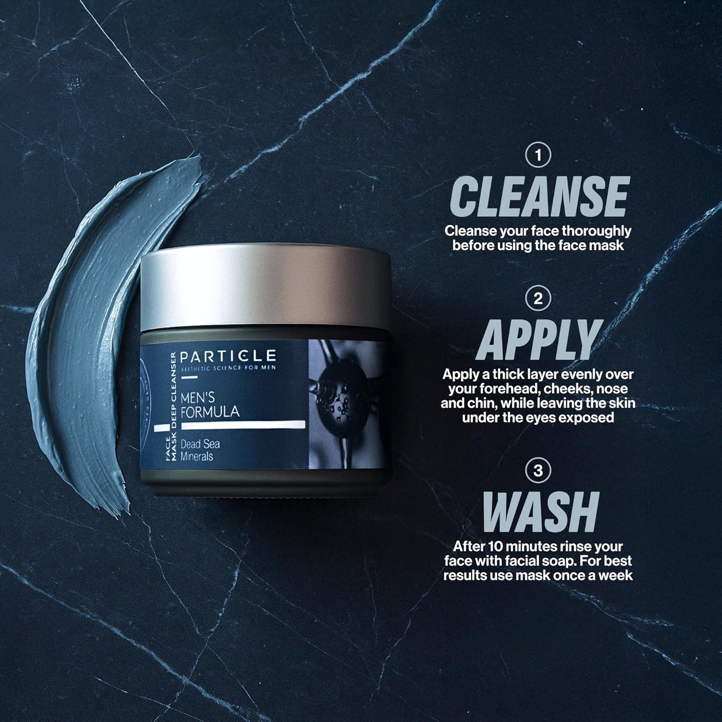 Particle Mineral Face Mask for Men - Hydrating Clay with Charcoal & Aloe Vera | 3.38 FL OZ