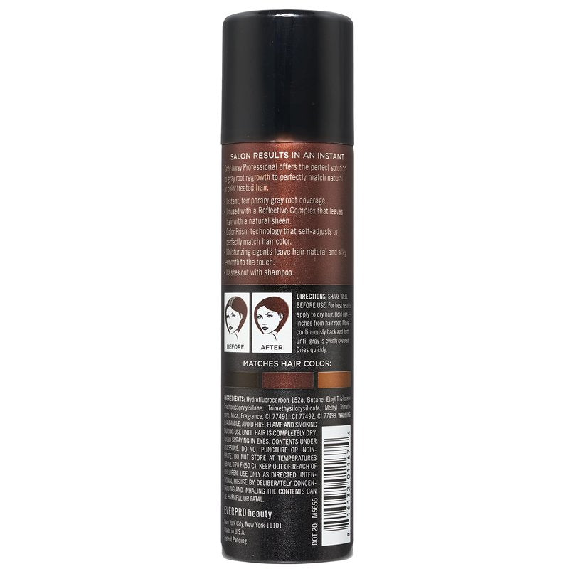 Gray Away Professional Temporary Root Concealer Touchup Spray, Dark Brown 2 oz