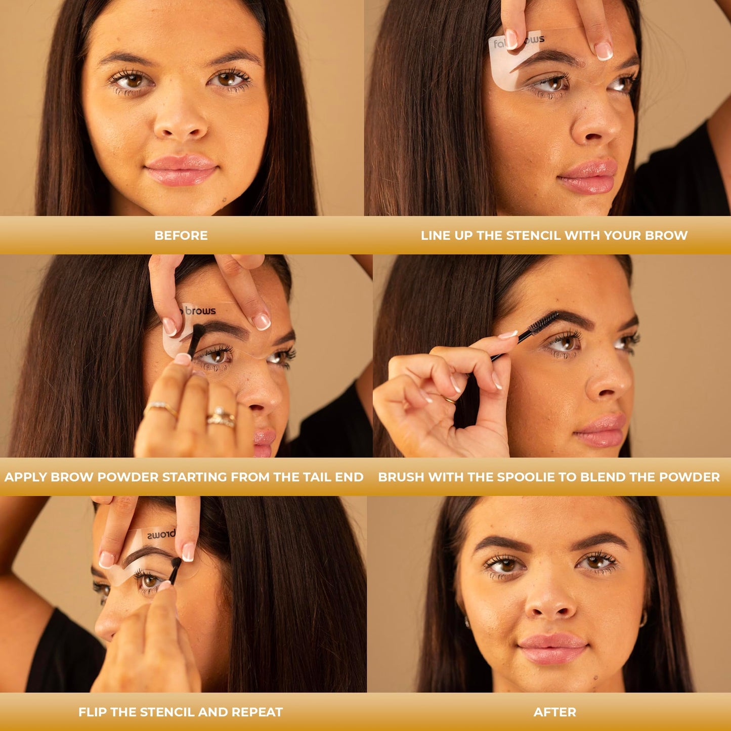 Fab Brows Duo Eyebrow Kit, Ultimate Brow Stencil Kit with Compact Powder Mirror and Eyebrow Shaper, Waterproof Eyebrow Makeup Kit Contour Palette, Eyebrow Cosmetics, (Light/Medium Brown)