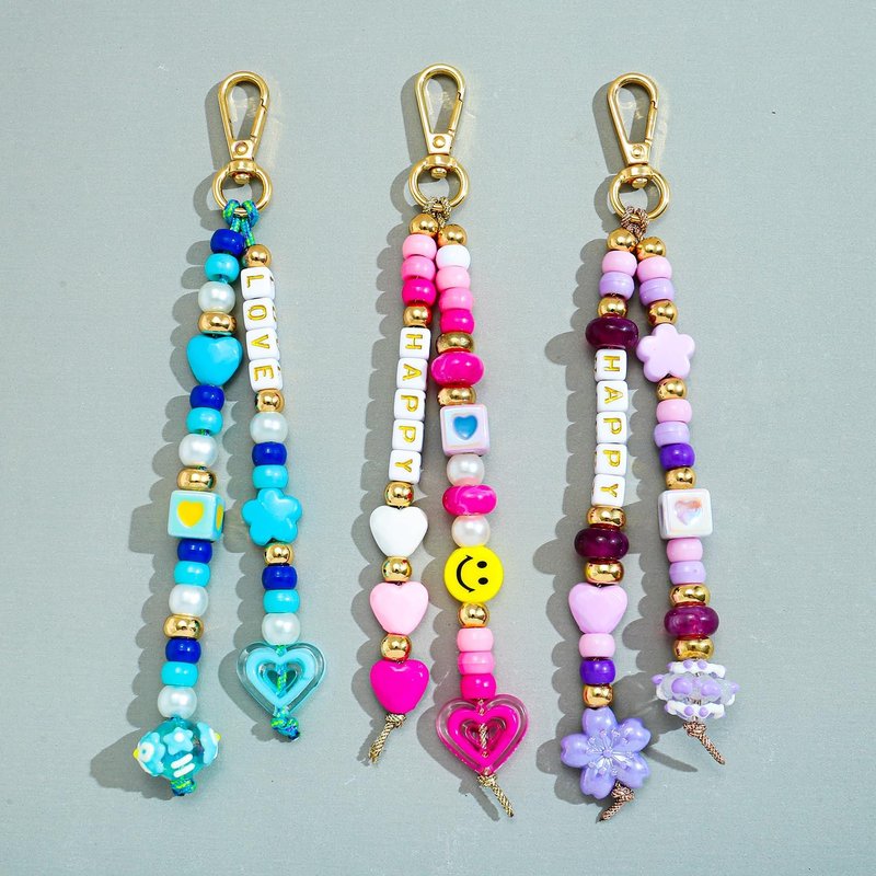 DIY Keychain Making Kit - 421Pcs Beaded Craft Supplies with Colorful Beads & Acrylic Charms | Personalized Name Gifts for Kids