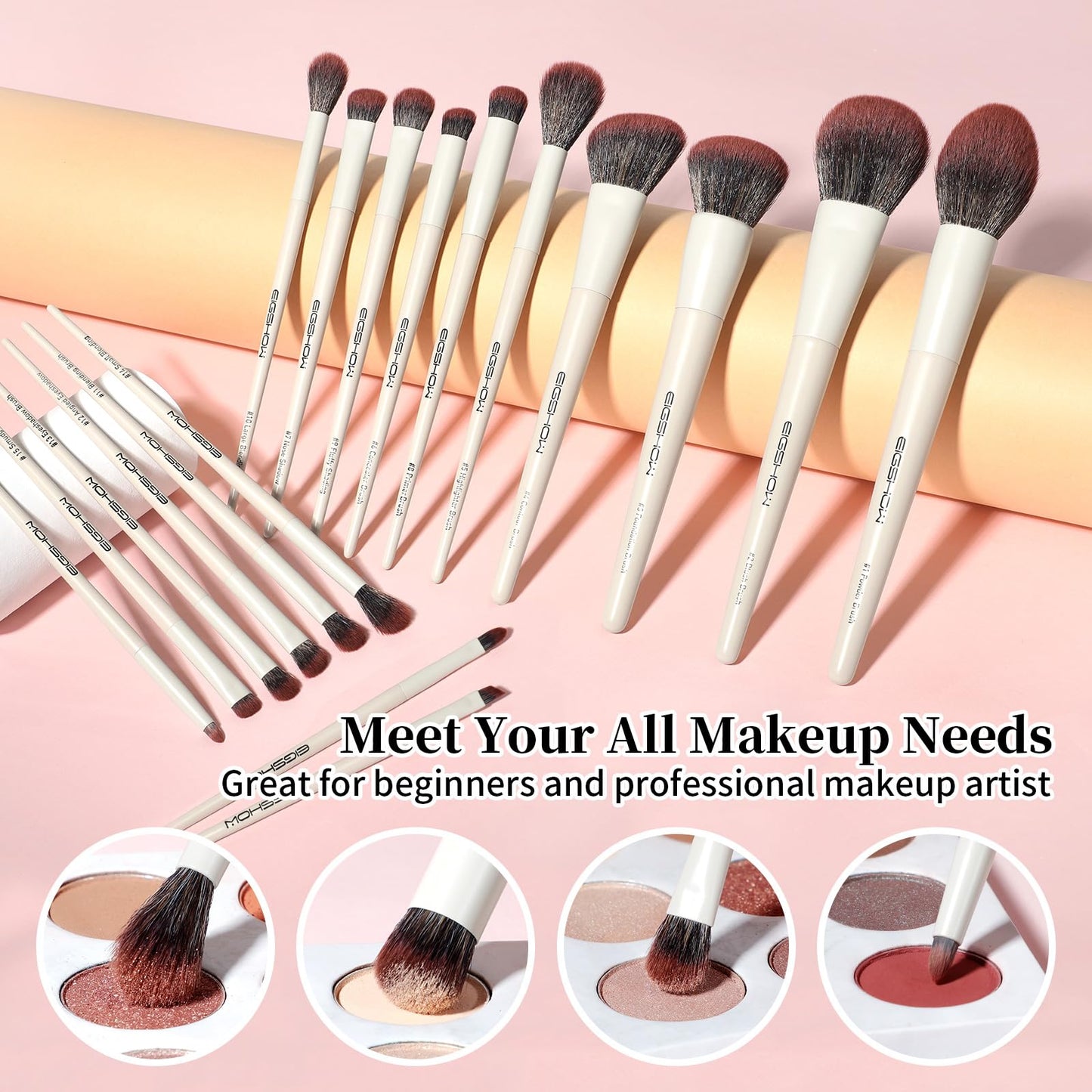 EIGSHOW Makeup Brushes, 18Pcs Professional Make Up Brush Set with Lables, For Foundation, Blush, Contour, Eyeshadow, Eyeliner, Cruelty-Free Vegan (MUA PRO)