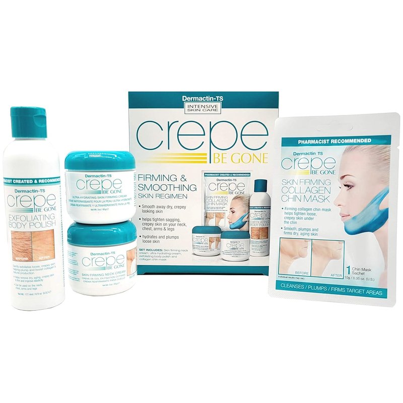 Dermactin | Crepe Be Gone Firming Skin Regimen 4-Piece Set - Neck Cream, Soufflé, Polish & Chin Mask
