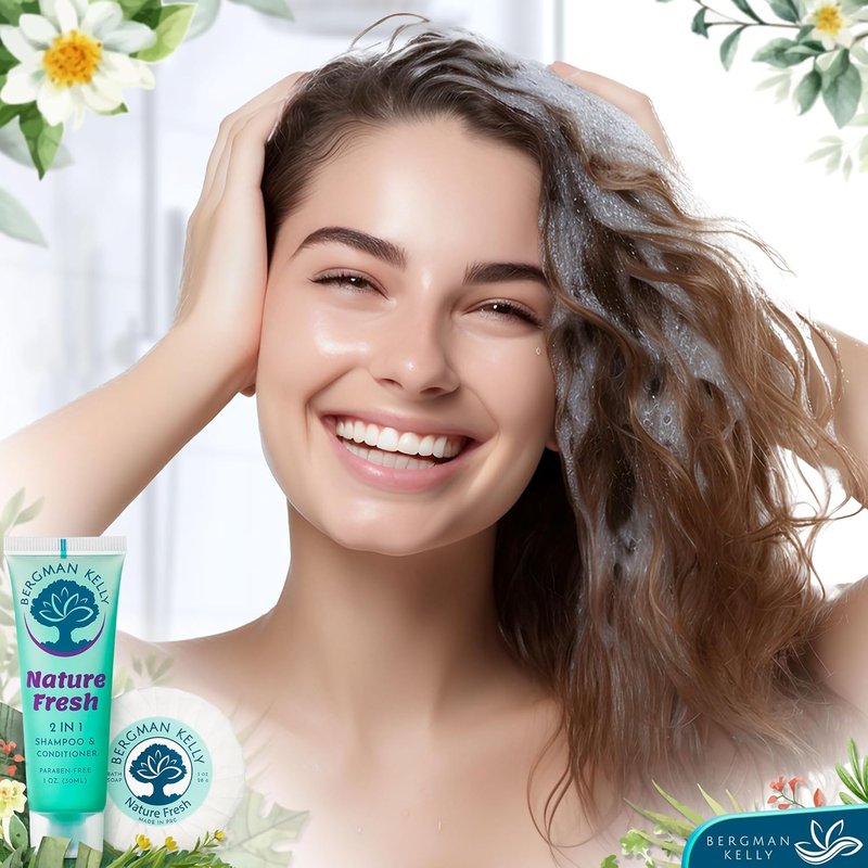 Bergman Kelly Round Soap Bars - 2-in-1 Shampoo & Conditioner Set | Nature Fresh, 1 oz Each, 100 Pieces