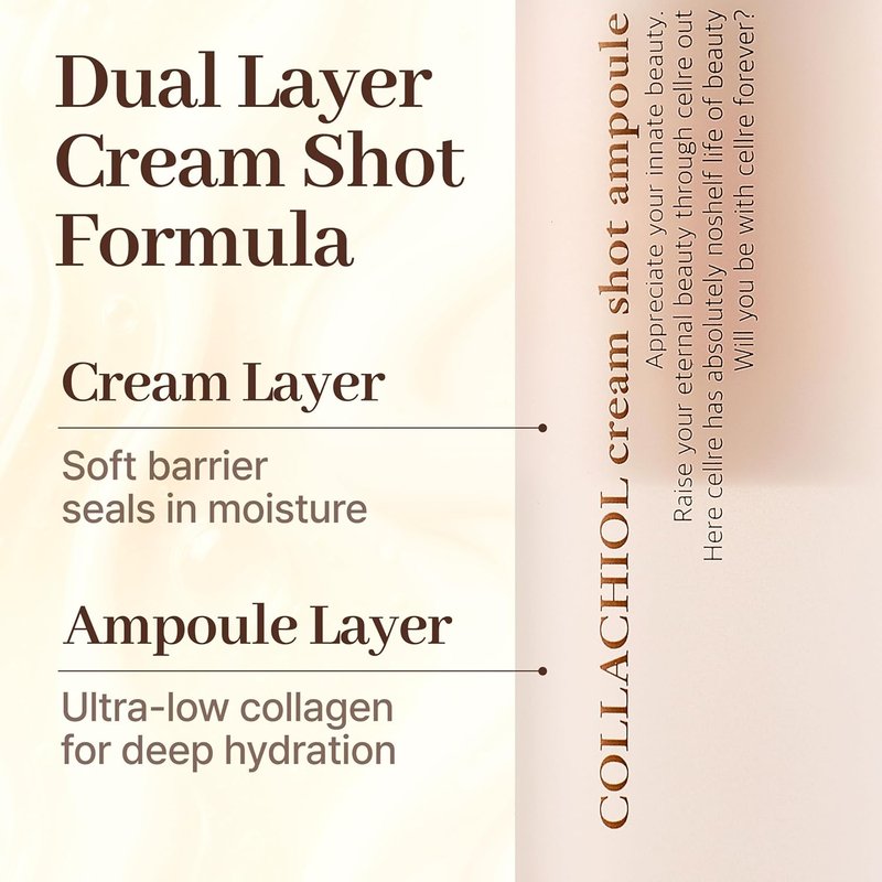 Collachiol Cream Shot Ampoule - 3-in-1 Toner, Serum & Cream Mist | Collagen & Bakuchiol for Smooth, Hydrated Skin | 145ml & Travel Size 55ml