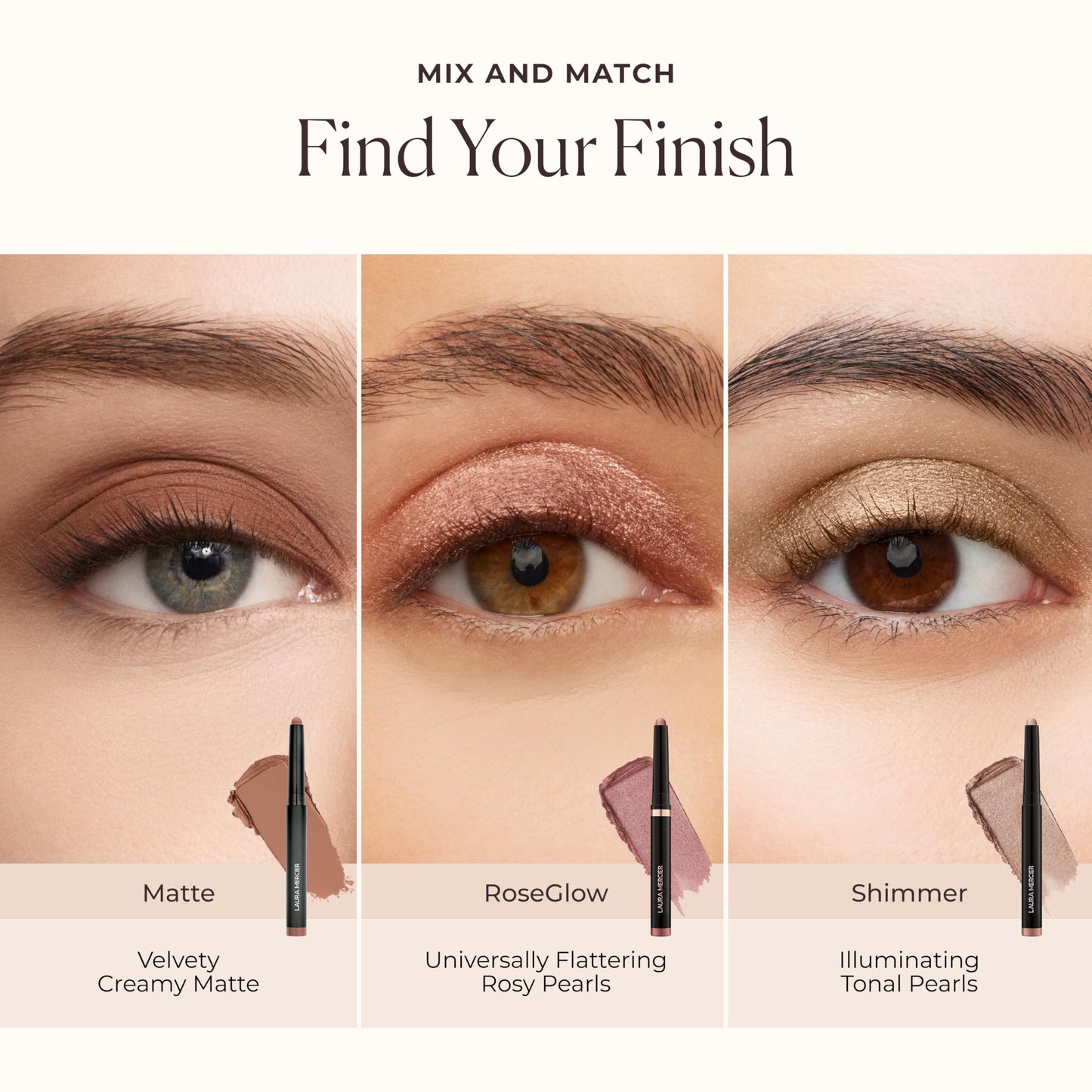 Laura Mercier Caviar Stick Cream Eyeshadow: Shimmer Finish, 24HR Wear, Long Lasting, Rich Color, Easily Blendable and Buildable, Waterproof, Hyaluronic Acid Infused, Eyeshadow Stick Set, Modern Rose