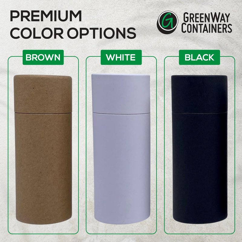 GreenWay 2.5oz / 70g Kraft Paperboard Deodorant Tubes With Lids - 12 Pack Solid Perfume Refillable DIY Cosmetic Containers - Lotion Empty Holder Tubes - Brown
