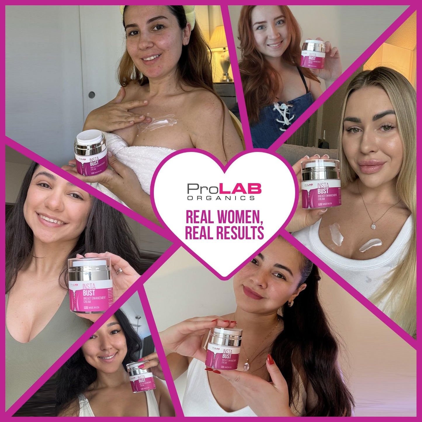 ProLab Organics InstaBust Breast Enhancement Cream – Bust Firming & Lifting Formula for Fuller, Rounder, Bigger Breasts – Volume Boosting Topical – Made in USA