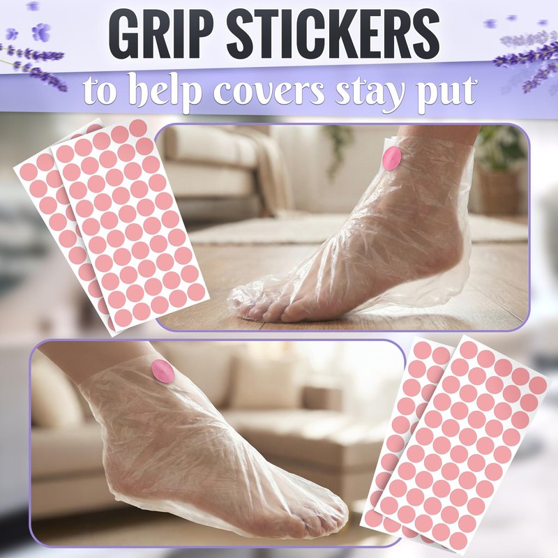 200 Pcs Plastic Socks for Moisturizing Feet – Leak-Proof Foot Gloves for Moisturizing, Ribbed Anti-Slip Design with 200 Stickers for Secure Fit – Paraffin Wax Bags | Self Care & Holiday Gifting