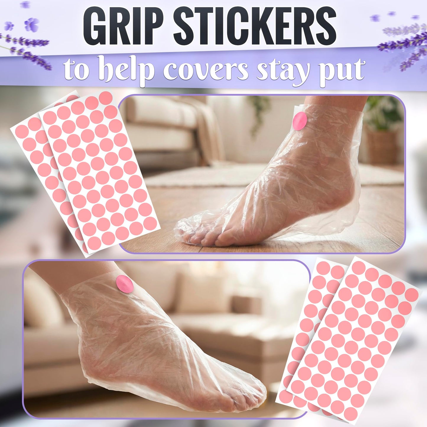 200 Pcs Plastic Socks for Moisturizing Feet with 200 Stickers for Secure Fit – Leak-Proof Foot Gloves with Ribbed Anti-Slip Design – Plastic Foot Covers for Self Care & Gifting | Paraffin Wax Bags