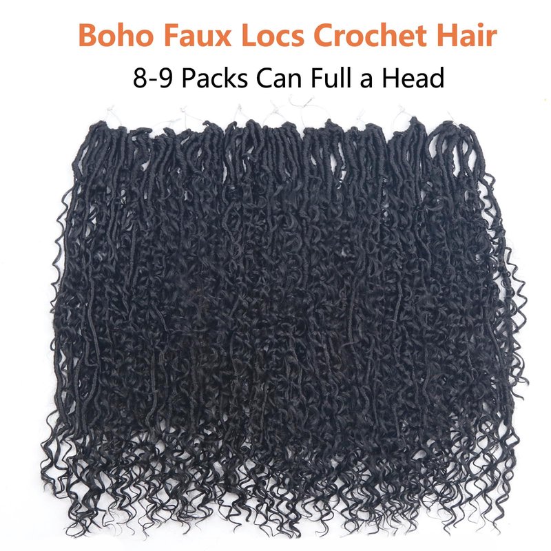 Vemet 30 Inch Goddess Boho Faux Locs Crother Hair 8 Packs Crochet Locs Hair with Curly Ends Synthetic Bohemian River Crochet hair for Black Women