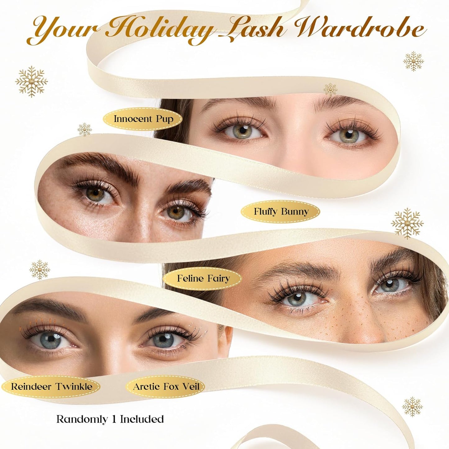 Beetles Christmas Lash Clusters Kit - DIY Eyelash Cluster Set with Bond, Seal & Remover | 3 Styles + 1 Holiday Style