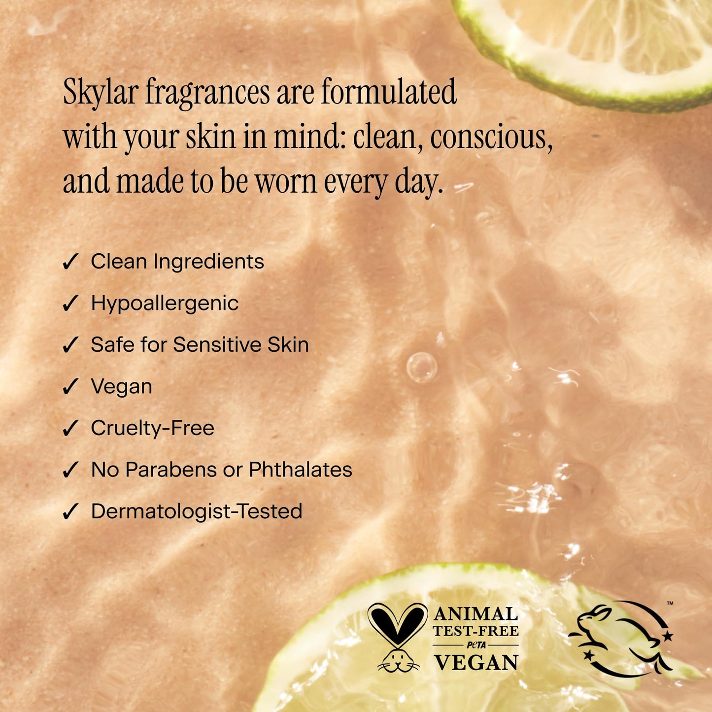 Skylar Lime Sands Eau de Parfum - Hypoallergenic & Clean Perfume Women & Men, Vegan & Safe for Sensitive Skin - Woody Citrus Perfume with Notes of Lime, Sea Salt & Coconut Water - (10mL /0.33 Fl oz)