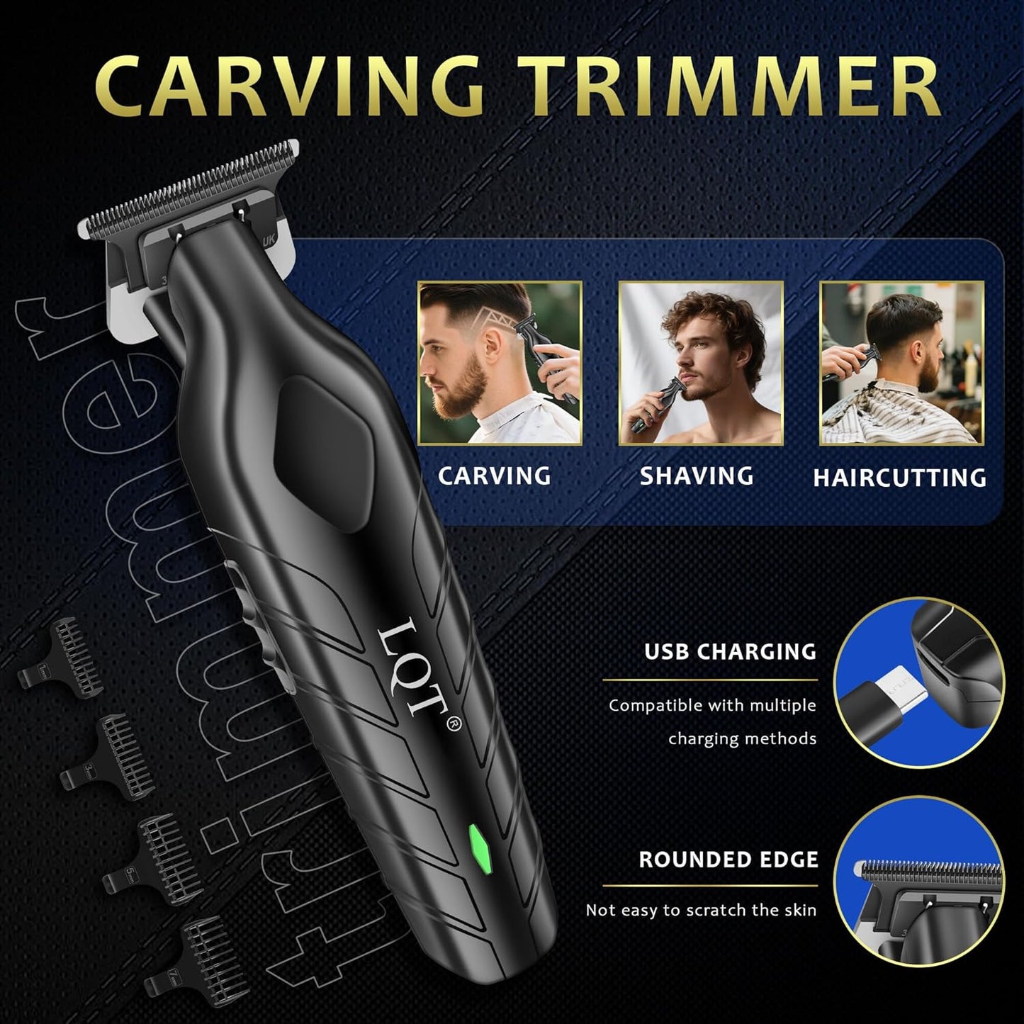 Professional Hair Clippers for Men - Cordless Trimmer Set with Nose & Ear Groomer | Rechargeable Electric Shaver