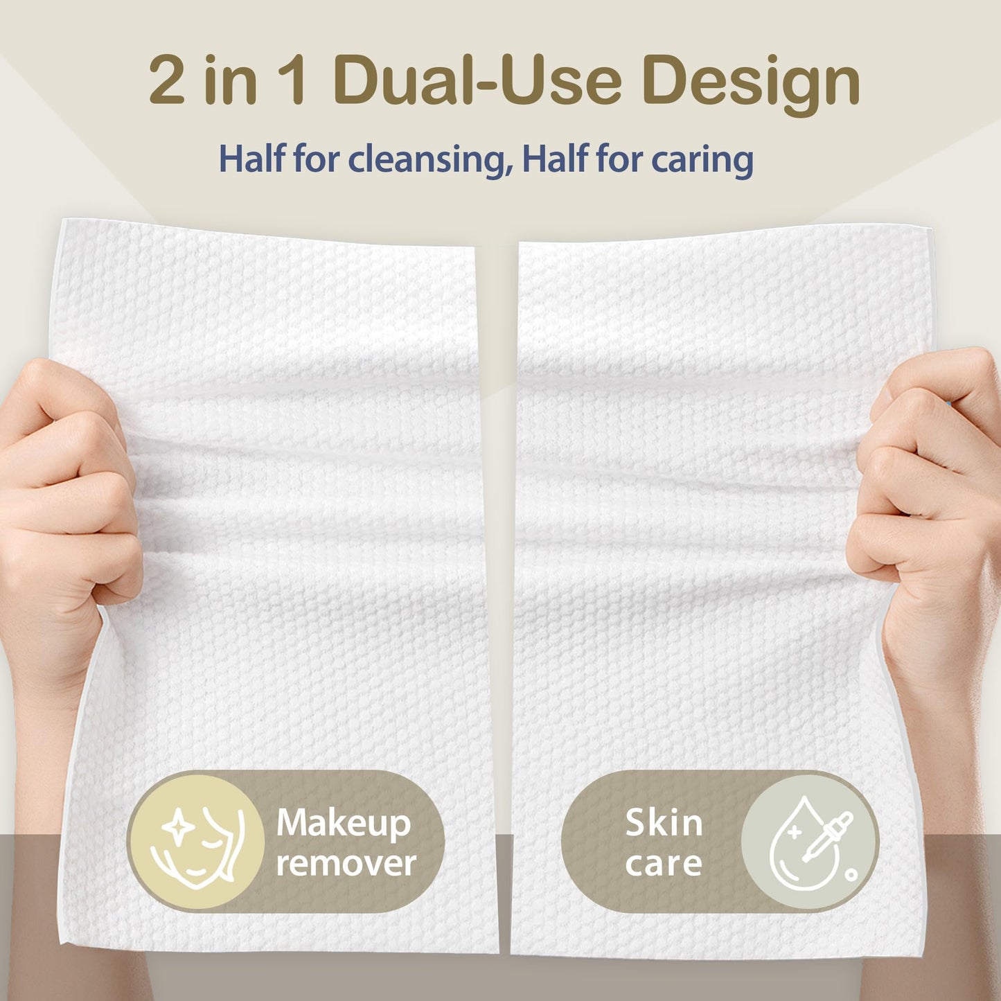 Ourmed Life Face Towels, Disposable Biodegradable Facial Towels for Sensitive Skin, Lint- free Face Wipes for Washing Face, Skincare and Makeup Remover, Dry Wipes, 12"×12" Extra Large(120 Ct,2 Pack)