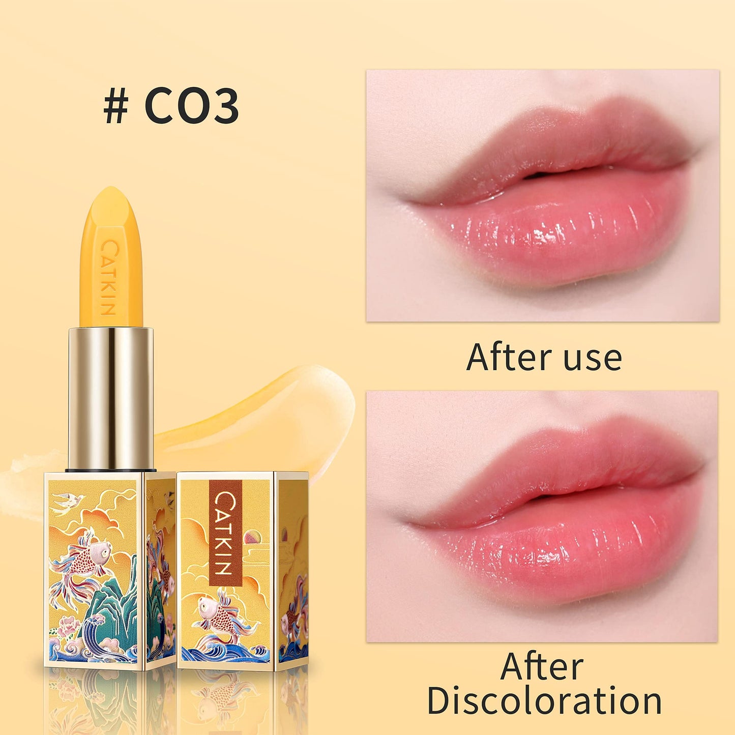 CATKIN 2Pcs Makeup Set Includes Natural Moisturising Lip Balm C01 and C03, Hydrating Lip Balm Chapstick Moisturising Lip Care with Vitamin E