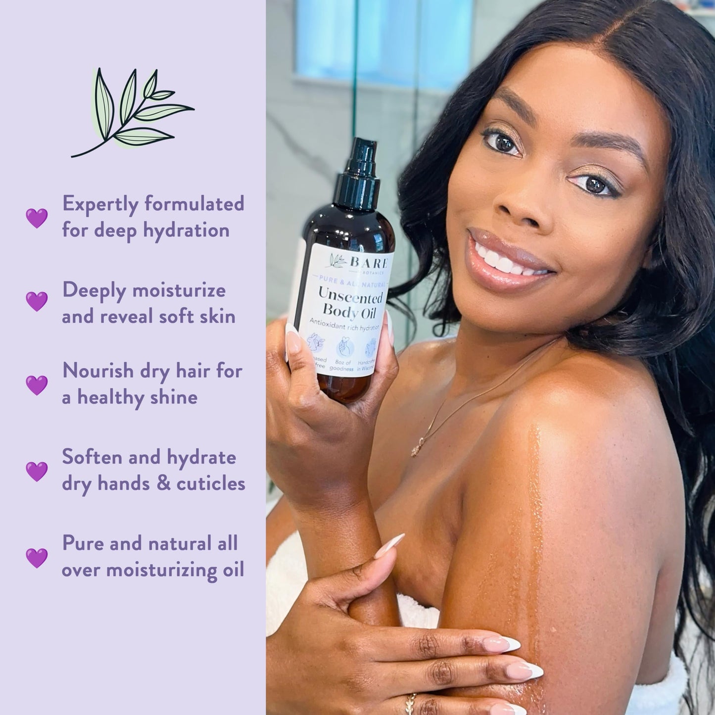 Bare Botanics Bergamot Mint Body Oil (Custom Formulated) + Dry Brushing Body Brush