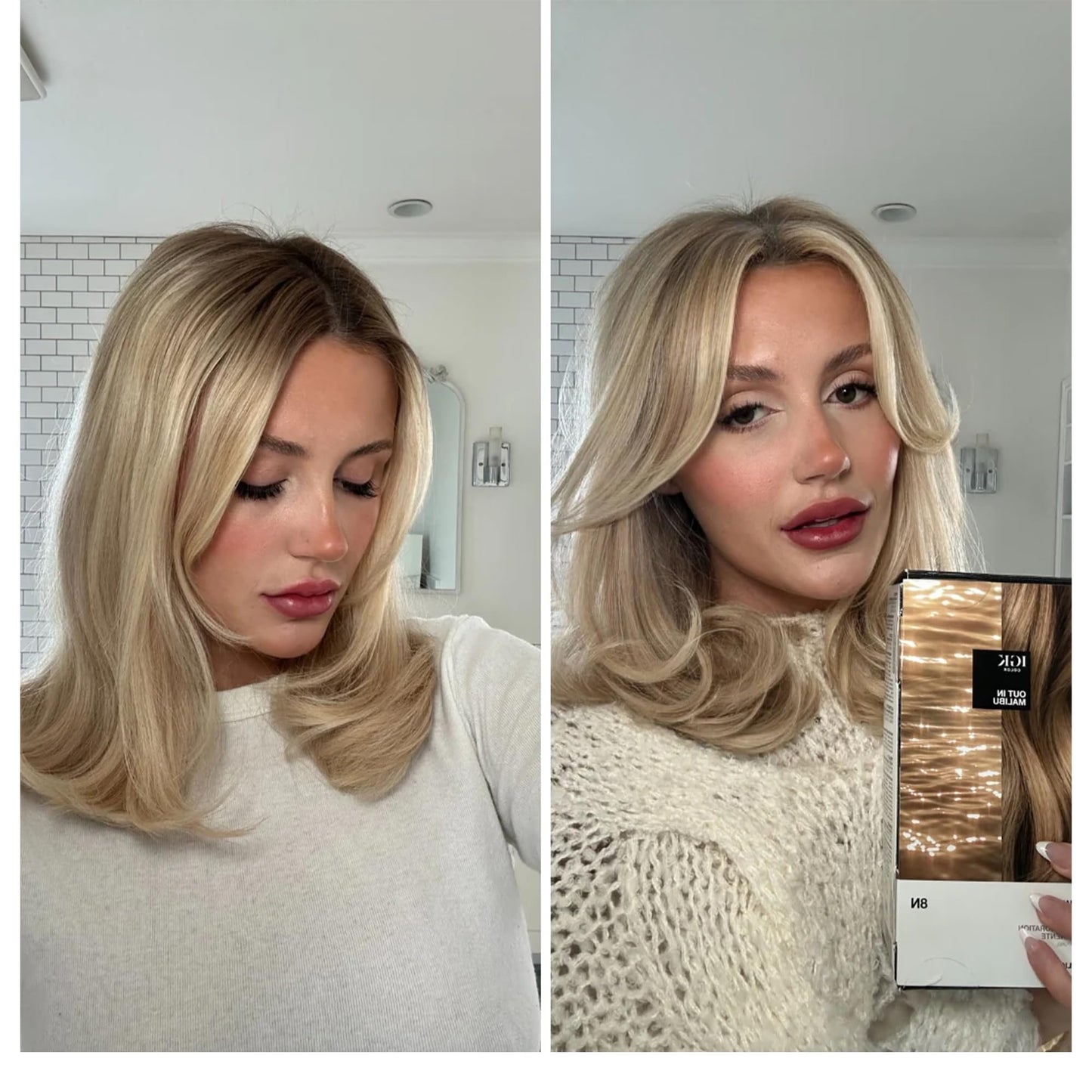 IGK Permanent Hair Color Kit | 8N Out in Malibu - Natural Blonde | 100% Gray Color Coverage + Strengthen + Shine | Ammonia Free