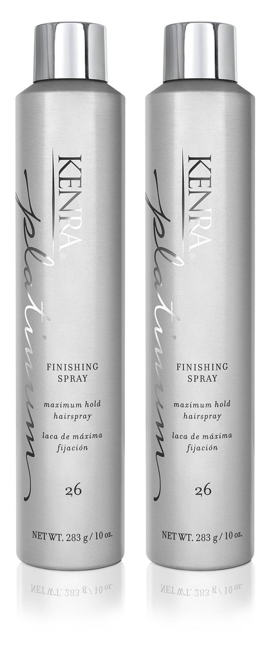 Kenra Platinum Finishing Spray 26 50% | Maximum Hold Hairspray | Fast-drying, Non-Flaking, Non-Drying | Humidity-Resistant |All-Day Style Retention |High-Shine Finish |All Hair Types | 10 oz (2-Pack)