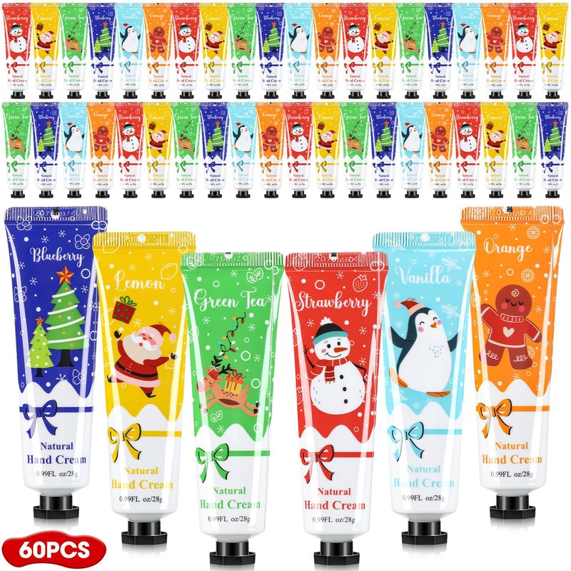 Heigble 60 Pcs Christmas Gifts Hand Cream Bulk for Women Shea Christmas Hand Lotion for Dry Skin Travel Hand Cream Bulk for Men Women Christmas Gift Stocking Stuffers, 6 Different Fragrances
