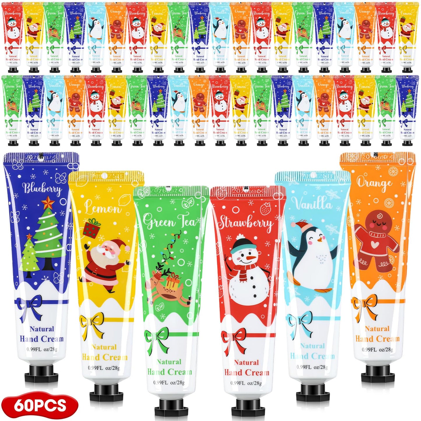 Heigble 60 Pcs Christmas Gifts Hand Cream Bulk for Women Shea Christmas Hand Lotion for Dry Skin Travel Hand Cream Bulk for Men Women Christmas Gift Stocking Stuffers, 6 Different Fragrances
