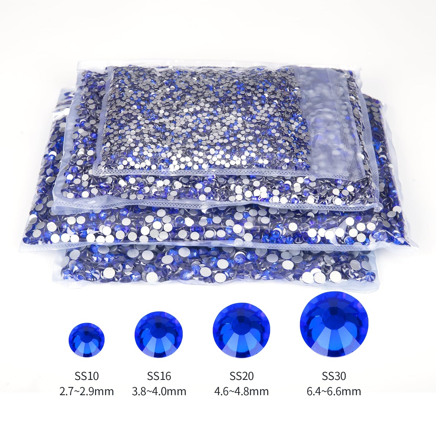 10000PCS Royal Blue Rhinestones Bulk, Flat Back Crystal Glass Stone Round Gems,SS20, 4.6-4.8mm