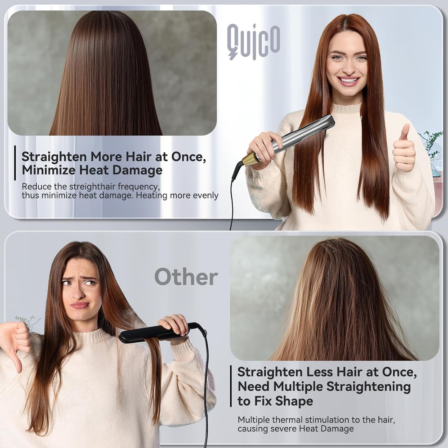 Professional Hair Straightener - Dual Voltage Flat Iron with 11 Temperature Settings | Smart 3D Ceramic Plates, Fast Heating