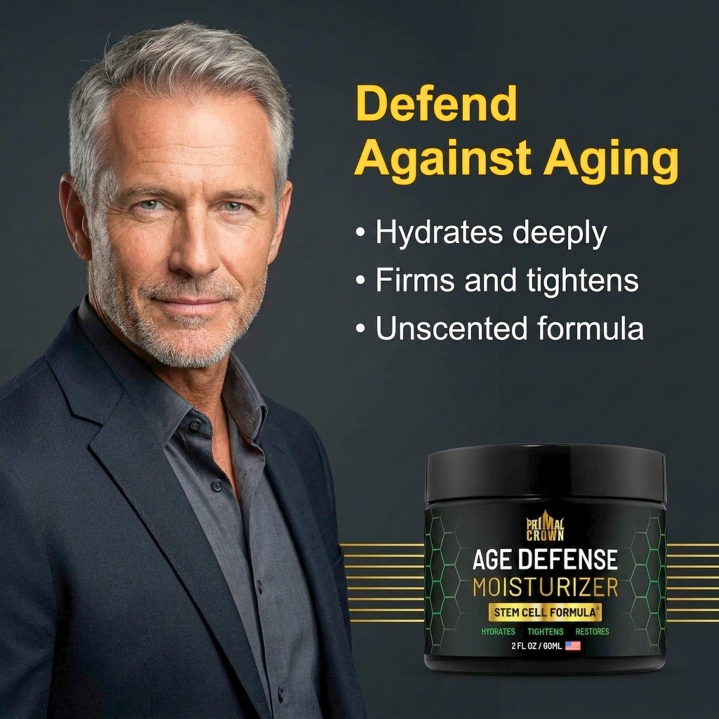 Primal Crown Wrinkle Cream for Men Face Moisturizer Agave Stem Cells 2oz