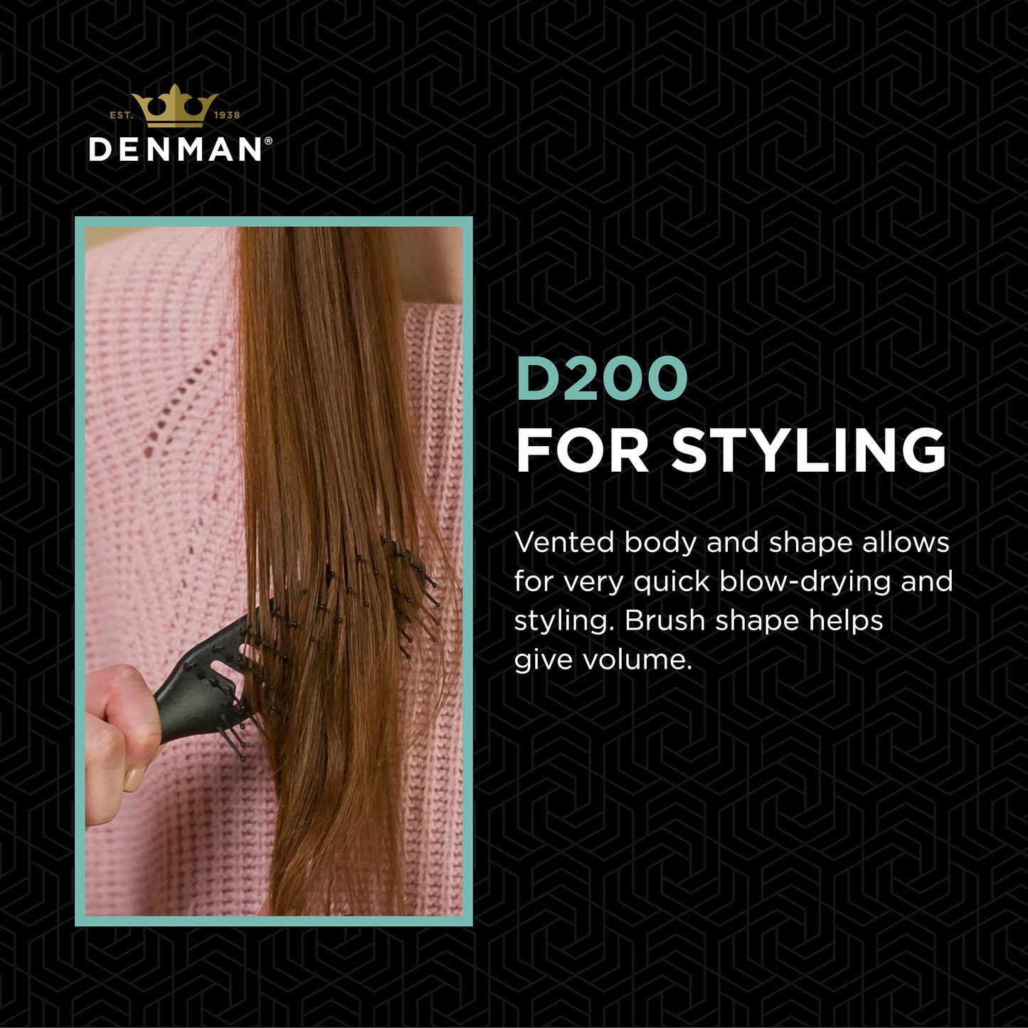 Denman D200 Flexible Vent Brush for Blow Drying - Styling Hair Brush for Wet Dry Curly Thick Straight Hair - For Women and Men (White)