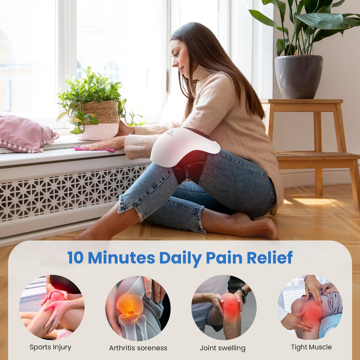 CuPiLo FSA Eligible Knee Massager with Heat and Red Light for Pain Relief, HSA Eligible Cordless Knee Massager with Vibration for Comfort & Relaxation, Gift for Mom, Dad, Grandma & Grandpa, Seniors