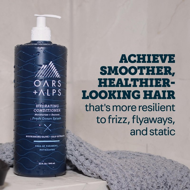 Oars + Alps Men's Sulfate Free Conditioner, Infused with Kelp and Algae Extracts, Fresh Ocean Splash, 32 Fl Oz