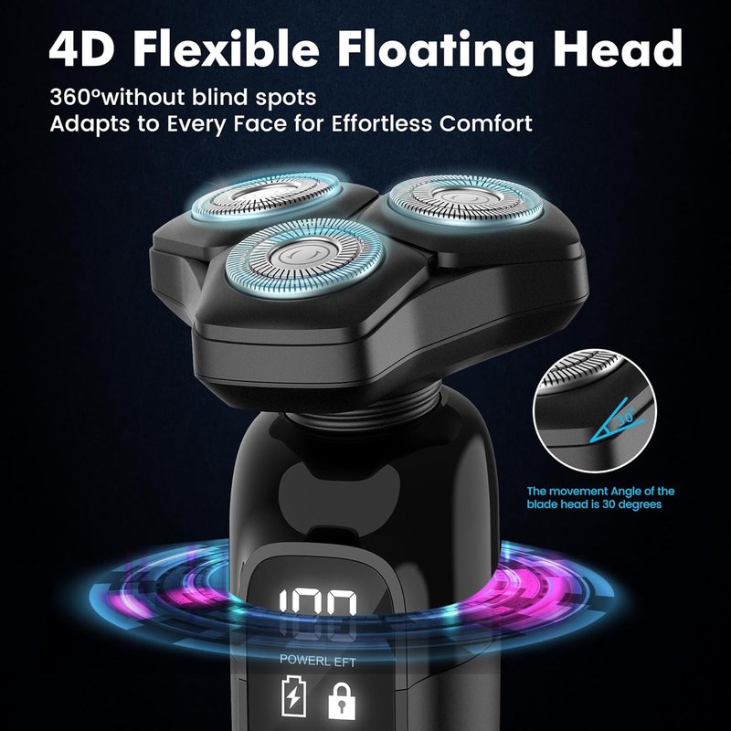 Electric Razor for Men - Flynth 3-in-1 Cordless Shaver | IPX7 Waterproof, Fast Charging, Beard & Nose Trimmer