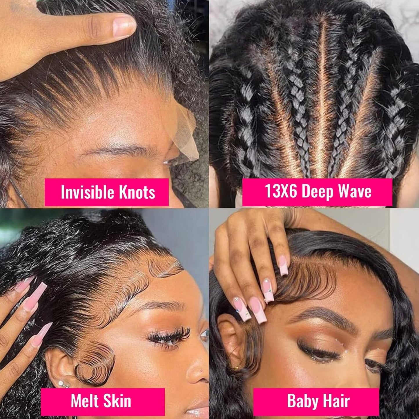Yeeaak deep wave lace front wig human hair pre plucked hd lace frontal wigs 180% density