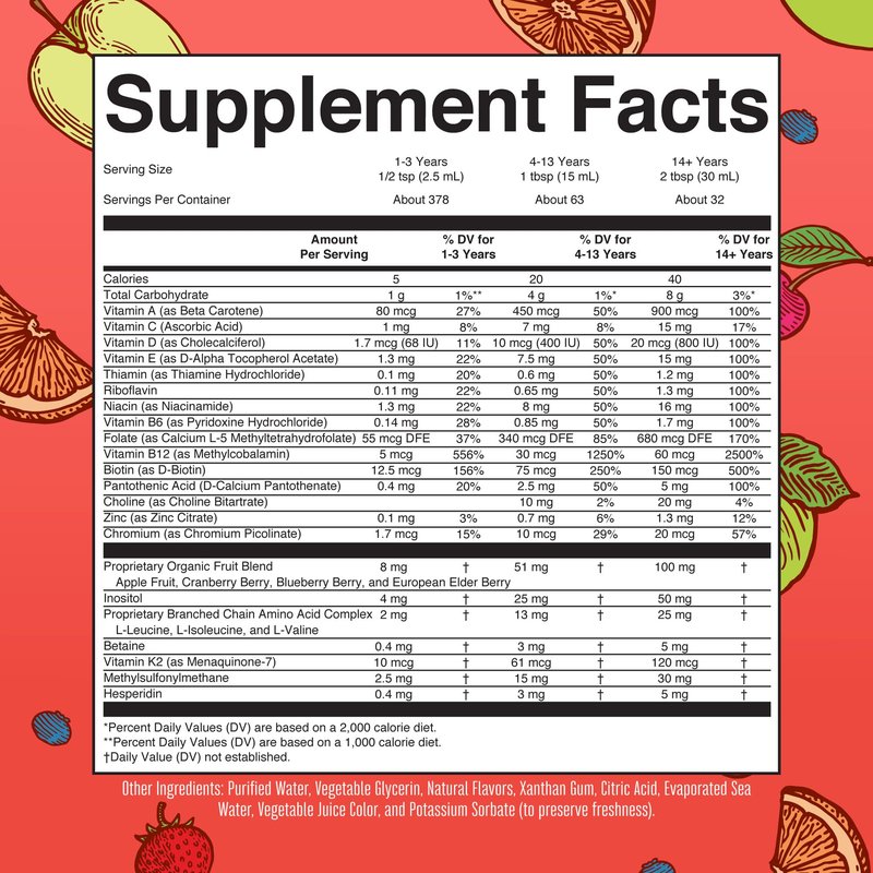 MaryRuth's Liquid Morning Multivitamin Essentials+ | Vitamin A C D E B6 B12 Biotin Zinc | Mens Womens Multivitamin | Immune Support | Beauty | Sugar Free | Vitamins for Ages 1+ | Vegan | 32 Fl Oz