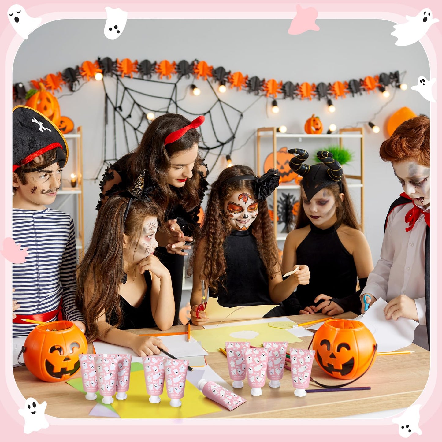 Heigble 48 Sets Pink Ghost Boo Hand Cream Gifts Bulk Halloween Hand Cream Travel Lotion Size Baby Shower Party Gifts Favors Pink Ghost Halloween Birthday Party Supplies for Guest
