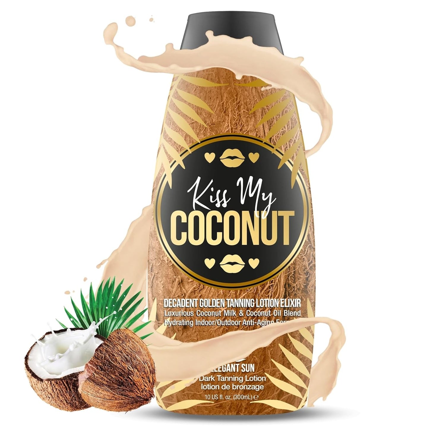Kiss My Coconut Tanning Bed Lotion - Skin Softening Golden Tan Intensifier with Coconut Milk & Cocoa Butter | Unisex Indoor/Outdoor Accelerator